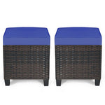  - 2 Pieces Patio Rattan Ottoman Set with Removable Cushions - Outdoor Style Company