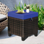 - 2 Pieces Patio Rattan Ottoman Set with Removable Cushions - Outdoor Style Company