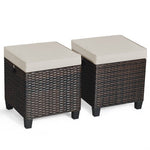  - 2 Pieces Patio Rattan Ottoman Set with Removable Cushions - Outdoor Style Company