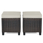  - 2 Pieces Patio Rattan Ottoman Set with Removable Cushions - Outdoor Style Company