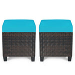  - 2 Pieces Patio Rattan Ottoman Set with Removable Cushions - Outdoor Style Company