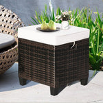  - 2 Pieces Patio Rattan Ottoman Set with Removable Cushions - Outdoor Style Company