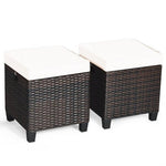  - 2 Pieces Patio Rattan Ottoman Set with Removable Cushions - Outdoor Style Company