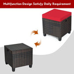  - 2 Pieces Patio Rattan Ottoman Set with Removable Cushions - Outdoor Style Company