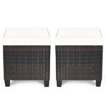  - 2 Pieces Patio Rattan Ottoman Set with Removable Cushions - Outdoor Style Company