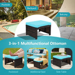  - 2 Pieces Patio Rattan Ottomans with Soft Cushion for Patio and Garden - Outdoor Style Company