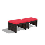  - 2 Pieces Patio Rattan Ottomans with Soft Cushion for Patio and Garden - Outdoor Style Company