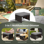  - 2 Pieces Patio Rattan Ottomans with Soft Cushion for Patio and Garden - Outdoor Style Company