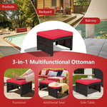  - 2 Pieces Patio Rattan Ottomans with Soft Cushion for Patio and Garden - Outdoor Style Company