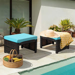  - 2 Pieces Patio Rattan Ottomans with Soft Cushion for Patio and Garden - Outdoor Style Company