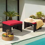  - 2 Pieces Patio Rattan Ottomans with Soft Cushion for Patio and Garden - Outdoor Style Company