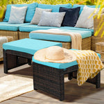  - 2 Pieces Patio Rattan Ottomans with Soft Cushion for Patio and Garden - Outdoor Style Company