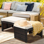  - 2 Pieces Patio Rattan Ottomans with Soft Cushion for Patio and Garden - Outdoor Style Company