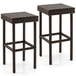  - 2 Pieces Patio Rattan Wicker Bar Stool Chairs - Outdoor Style Company