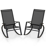  - 2 Pieces Patio Rocking Chairs Outdoor Sling Fabric Rockers with Ergonomic Backrest and Seat - Outdoor Style Company