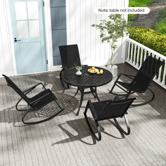  - 2 Pieces Patio Rocking Chairs Outdoor Sling Fabric Rockers with Ergonomic Backrest and Seat - Outdoor Style Company