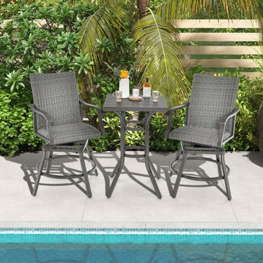  - 2 Pieces Patio Swivel Bar Chair Set with Quick Dry 4D Air Fiber Cushion - Outdoor Style Company