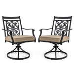  - 2 Pieces Patio Swivel Chairs with Blossom Pattern Backrest and Cushions - Outdoor Style Company