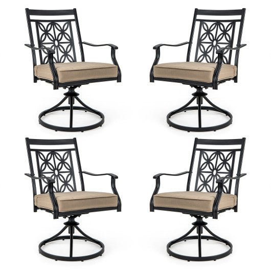  - 2 Pieces Patio Swivel Chairs with Blossom Pattern Backrest and Cushions - Outdoor Style Company