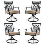  - 2 Pieces Patio Swivel Chairs with Blossom Pattern Backrest and Cushions - Outdoor Style Company