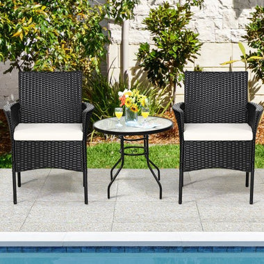  - 2 Pieces Patio Wicker Chairs with Cozy Seat Cushions - Outdoor Style Company