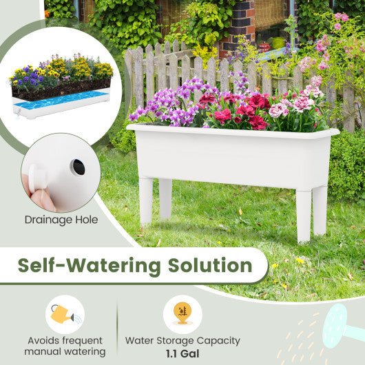  - 2 Pieces Raised Garden Beds Self - Watering Planter Box with Detachable Legs and Drainage Hole - Outdoor Style Company