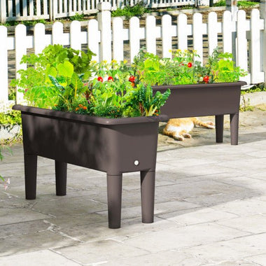  - 2 Pieces Raised Garden Beds Self - Watering Planter Box with Detachable Legs and Drainage Hole - Outdoor Style Company