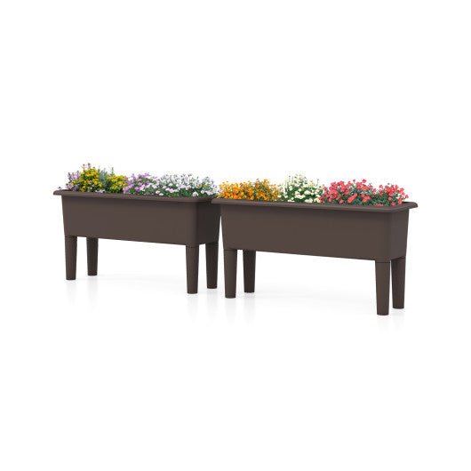  - 2 Pieces Raised Garden Beds Self - Watering Planter Box with Detachable Legs and Drainage Hole - Outdoor Style Company