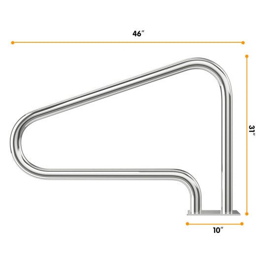  - 2 Pieces Stainless Steel Hand Rail Set with Quick Mount Base for Swimming Pool in Summer - Outdoor Style Company