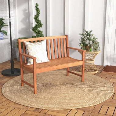  - 2 - Seat Patio Wood Bench with Cozy Armrests and Backrest - Outdoor Style Company