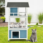  - 2 - Story Outdoor Wooden Catio Cat House Shelter with Enclosure - Outdoor Style Company