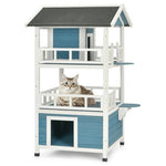  - 2 - Story Outdoor Wooden Catio Cat House Shelter with Enclosure - Outdoor Style Company