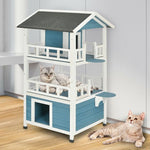  - 2 - Story Outdoor Wooden Catio Cat House Shelter with Enclosure - Outdoor Style Company