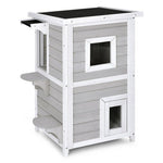  - 2 - Story Wooden Cat House with Escape Door Rainproof - Outdoor Style Company