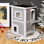  - 2 - Story Wooden Cat House with Escape Door Rainproof - Outdoor Style Company