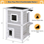  - 2 - Story Wooden Cat House with Escape Door Rainproof - Outdoor Style Company