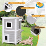  - 2 - Story Wooden Cat House with Escape Door Rainproof - Outdoor Style Company