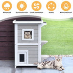  - 2 - Story Wooden Cat House with Escape Door Rainproof - Outdoor Style Company