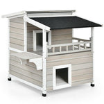  - 2 - Story Wooden Patio Luxurious Cat Shelter House Condo with Large Balcony - Outdoor Style Company