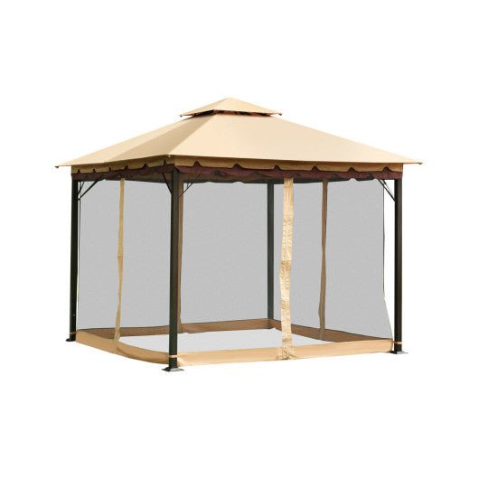  - 2 - Tier 10 x 10 Feet Patio Shelter Awning Steel Gazebo Canopy - Outdoor Style Company