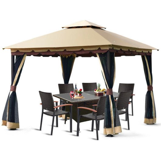  - 2 - Tier 10 x 10 Feet Patio Shelter Awning Steel Gazebo Canopy - Outdoor Style Company