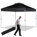  - 2 - Tier 10 x 10 Feet Pop - up Canopy Tent with Wheeled Carry Bag - Black - Outdoor Style Company