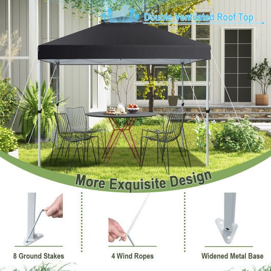  - 2 - Tier 10 x 10 Feet Pop - up Canopy Tent with Wheeled Carry Bag - Black - Outdoor Style Company