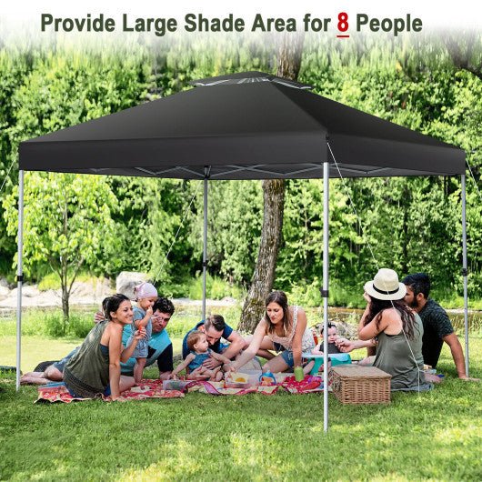  - 2 - Tier 10 x 10 Feet Pop - up Canopy Tent with Wheeled Carry Bag - Black - Outdoor Style Company