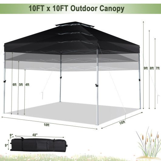  - 2 - Tier 10 x 10 Feet Pop - up Canopy Tent with Wheeled Carry Bag - Black - Outdoor Style Company