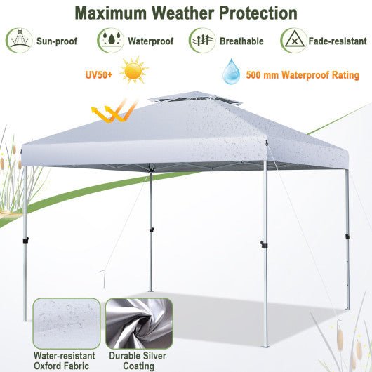  - 2 - Tier 10 x 10 Feet Pop - up Canopy Tent with Wheeled Carry Bag - White - Outdoor Style Company