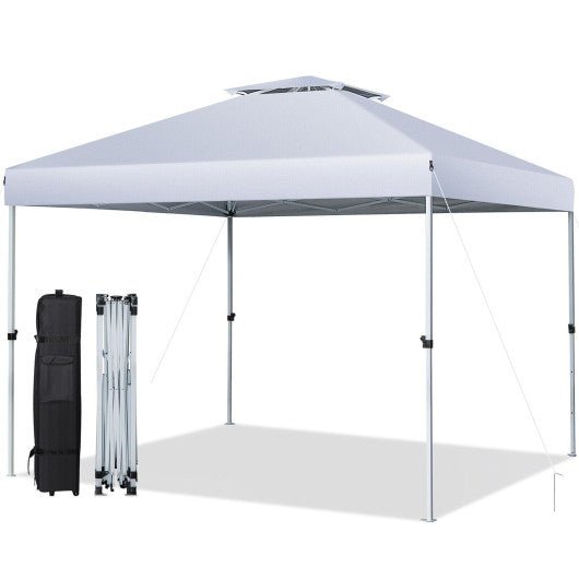  - 2 - Tier 10 x 10 Feet Pop - up Canopy Tent with Wheeled Carry Bag - White - Outdoor Style Company