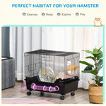 AOSOM-2-Tier Hamster Cage, Small Animal Habitat with Exercise Wheel, Water Bottle, and Food Dishes, for Rats, Gerbils, - Outdoor Style Company