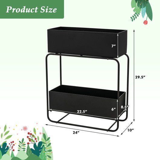  - 2 - Tier Metal Elevated Garden Bed with Raised Flower Box - Outdoor Style Company