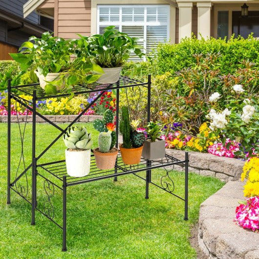  - 2 - Tier Metal Plant Stand Garden Shelf - Outdoor Style Company